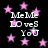 Black background with pink stars and repeated white text "MeMe LOveS YoU" in pixelated font.