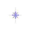nine blue and white starburst icons on a gray background, each with distinct line patterns radiating from the center