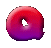 A 3-frame animated contact sheet showing a single red-to-purple gradient donut-shaped icon with a white hole, displayed on a gray background.