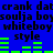 Blue background with repeated black text and green horizontal bars in a pixelated style.
