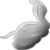 A grayscale pixelated shape resembling a stylized animal or abstract form with smooth gradients and soft edges against a plain light gray background.
