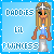 Pixelated character with blonde hair and green eyes stands on a gray pedestal against a light blue background with white dots, text reads "DADDIES LIL PRINCESS" in blue and white.