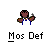 Pixelated character in white and blue outfit with brown skin and black hair, holding two objects, text below reads Mos Def.