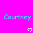 Cyan text reading "Courtney" appears in three on a bright pink background with white heart symbols below each