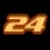 A split-frame contact sheet showing two static images: a golden 3D number "24" on black background and green text "Original Icons .com" on dark green background.