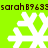 Bright green background with repeating white snowflake icons and dark brown text reading "sarah 89633" in pixelated font.