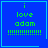 Four blue square with cyan borders display green text reading 'i love adam' and dotted lines, with one showing a cyan heart and another a cyan star symbol