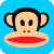Four pixelated monkey faces with red lips on colored backgrounds, one in a star shape.