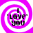 Four identical circular icons with pink and white spiral backgrounds display the text "I 'Love' you" in black pixelated font.