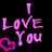 A 3x3 contact sheet of animated frames showing a pink "I LOVE YOU" text animation with heart symbols on black background, each frame displaying slight variations in letter spacing and heart position.
