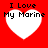 Four white heart shapes on red background with "I Love My Marine" text above each heart, arranged in two of two hearts