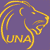 Yellow pixelated outline of a horse's head and neck on a purple background with the word 'UNAS' below it.
