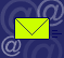 Yellow envelope icons with dashed lines on blue background featuring @ symbols, two in top and two in bottom
