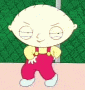 Animated cartoon character in red overalls and yellow shirt stands against green chain-link fence with pink ground, shifting poses