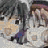 Pixelated static image of two anime-style characters in a dynamic pose with one character appearing to hold or interact with the other against a blurred background.
