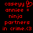 Red pixelated text on black background reads caseyy annie = ninja partners in crime.<3 with a heart symbol replacing the 'y' in caseyy.