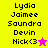 Pixelated text list with two color backgrounds and star symbols, one pink and one yellow.