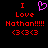 Red pixelated text on black background reads 'I Love Nathan!!!!! <3<3<3' with a purple heart symbol replacing the word 'love'.