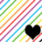 Black heart icons on a rainbow striped background with animated black lines appearing beneath each heart.