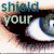 A 3x2 contact sheet of five animated frames showing a sequence of close-up facial features and text elements with the words "shield your eyes conceal your lies" across multiple panels.
