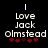 Pixelated text reads 'Love Jack Olmstead' above five red asterisks on a black background, with two identical frames showing slight variations in asterisk coloration.