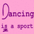 Pink background with purple handwritten text and a gray rectangle, featuring phrases about dancing and ballet.