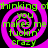 A static image with a bright pink background and black spiral patterns, featuring green text reading "thinking of you makes me fuckin' crazy" in four quadrants.