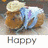 Animated icon shows a dog in blue clothing, then a hot dog, followed by three costumed dogs with 'Happy' and 'Halloween' text.