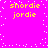 Bright pink background with scattered white dots and yellow text reading "shordie" above "jordie" in four identical quadrants.