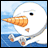 Pixelated snowman with orange carrot nose and blue background, next to black with white text 'Anime IM' and 'c0m'