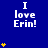 Blue background with white text reading "I love Erin!" and yellow star symbols in various quantities across the frame.