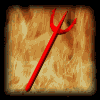 Red trident on textured brown background with subtle color variations, displayed in a of four identical