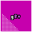 Purple background with white halftone gradient and pixelated text 'gE+' or 'bEnt' in black outline with white fill.