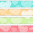 Pixelated heart-shaped patterns in pastel colors arranged horizontally across multiple