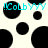 A pixelated image with cyan text "!ColbYYY" over black circular shapes on a light background.