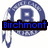 A circular blue and white emblem with a large 'R' at center, surrounded by text and feather-like elements, overlaid with changing text banners.