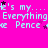 Bright pink background with repeated light blue text 'It's my... Everything Pence' and small purple stars, partially cropped on the right.