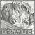 Pixelated grayscale image of two figures in a wedding pose with text below, likely from an old web page.