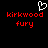 Pixelated red text 'kirkwood fury' appears below a white heart outline on black background.