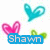 Pixelated icon with two hearts, a nameplate, and small green shapes on white background.