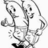 Pixelated grayscale cartoon character with raised arms and thumbs-up gesture, wearing a chef's hat and apron, standing against white background.
