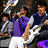 Pixelated image divided into four quadrants with purple and gray backgrounds, featuring text overlays and a band scene.