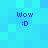 Four identical pixelated blue text elements reading "Wow :D" arranged in a on a blue pixelated background