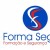 Blue circular icon with red and white abstract swirls, below which is partial text reading 'Formo Ser' in gray block letters on a light background.