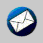 A circular icon with a white envelope symbol on a blue and dark blue gradient background, displayed on a of colored backgrounds