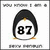 Pixelated penguin icon with black head, white body, orange feet, and large '87' text on chest; top-left corner shows partial timestamp.