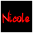 Animated contact sheet of 25 sampled frames showing the name 'Nicole' in various color transitions against a black background.