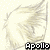 Pixelated image of a character with light hair and glasses inside a circular frame, with 'Apollo' text at the bottom.