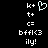 Pixelated white text and symbols on black background, with a heart symbol in the top center.