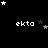 Black background with white pixelated text 'ekta' repeated across three , surrounded by scattered white and gray stars in various sizes and positions